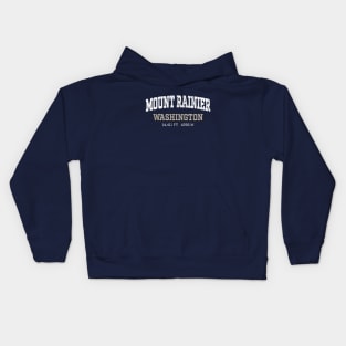 Mount Rainier Washington 14er White Vintage Arch Kids Hoodie